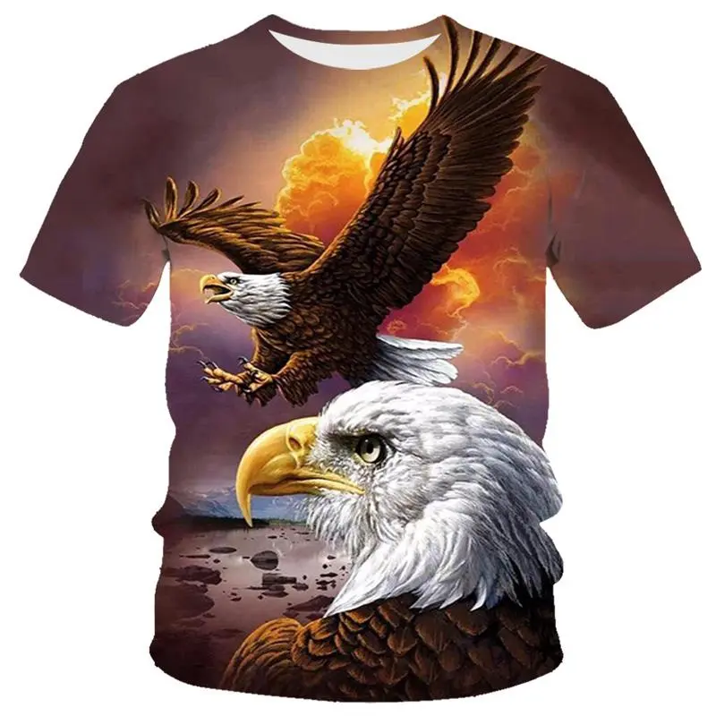 3D Print Eagle T-shirt Mens Clothing Casual Fashion Streetwear T Shirts Short Sleeve O-neck Oversized Tees Tops 2024 Popular