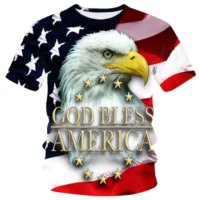 3D Print Eagle T-shirt Mens Clothing Casual Fashion Streetwear T Shirts Short Sleeve O-neck Oversized Tees Tops 2024 Popular