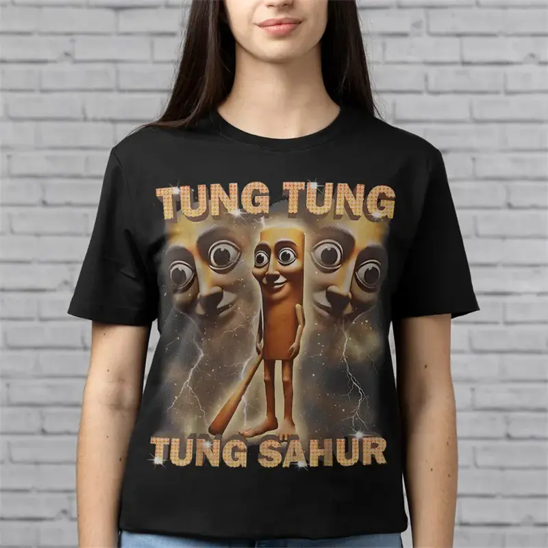 Tung Tung Tung Sahur Funny T-shirt Unisex Personality Street Internet Memes AI Graphic 3D Print Short Sleeve Hip Hop Fun Tee