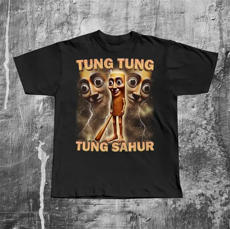 Tung Tung Tung Sahur Funny T-shirt Unisex Personality Street Internet Memes AI Graphic 3D Print Short Sleeve Hip Hop Fun Tee