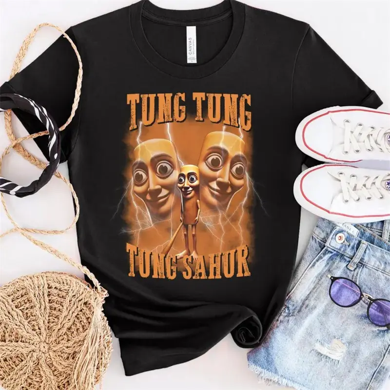 Tung Tung Tung Sahur Funny T-shirt Unisex Personality Street Internet Memes AI Graphic 3D Print Short Sleeve Hip Hop Fun Tee