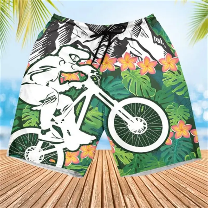 Sports Themed 3D Print Beach Shorts Men Women Diving Horse Riding Chess Cycling Retro Plant Graphic Summer Leisure Board Short