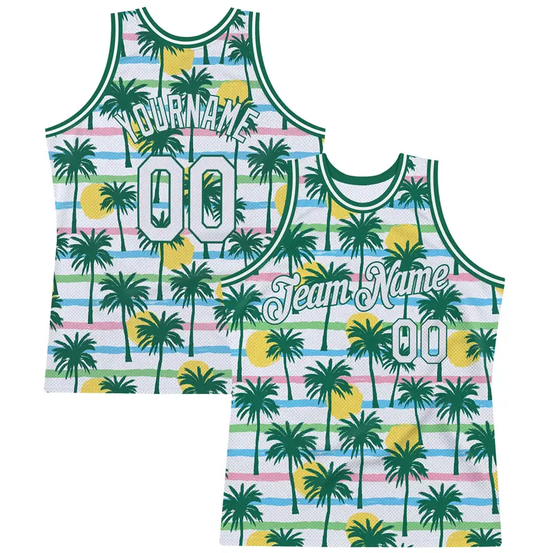 Personality Custom Coconut Tree Basketball Vest For Men O-neck Breathable Tank Top Custom Name Number Summer Casual Street Gym