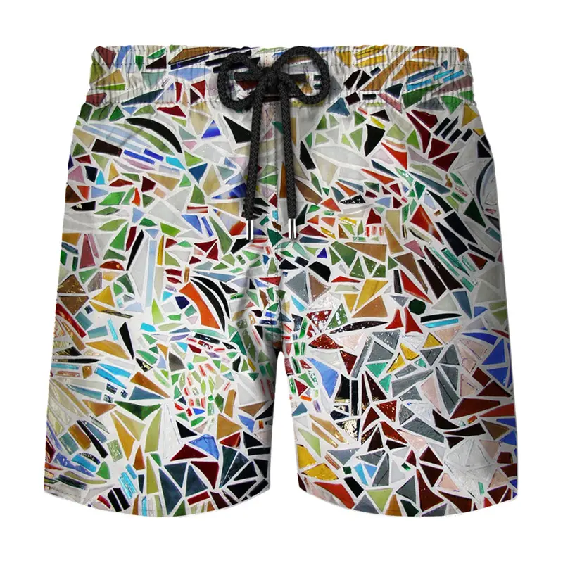 3d Print Art Graffiti Shorts For Men Streetwear Personality Short Pants Fashion Casual Colorful Striped Painting Beach Shorts