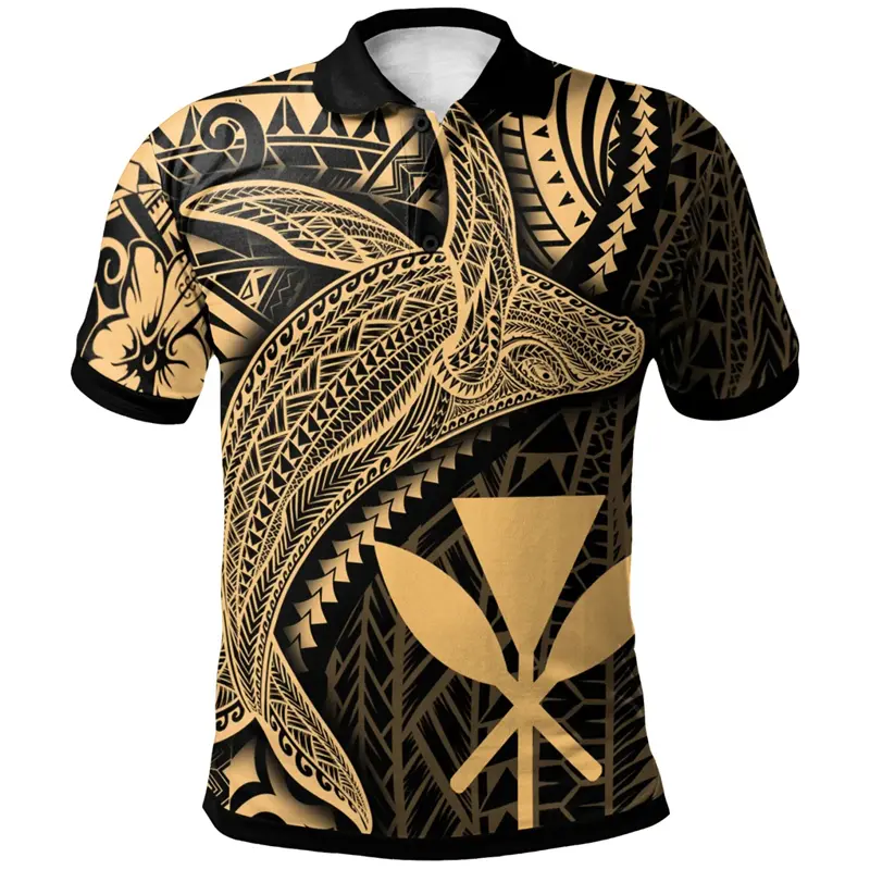 Hawaiian Whales Pattern Polo Shirt Men's Clothing Vacation Casual Lapel Shirts 3D Print Colorful Flower Trendy Fashion Tee Top