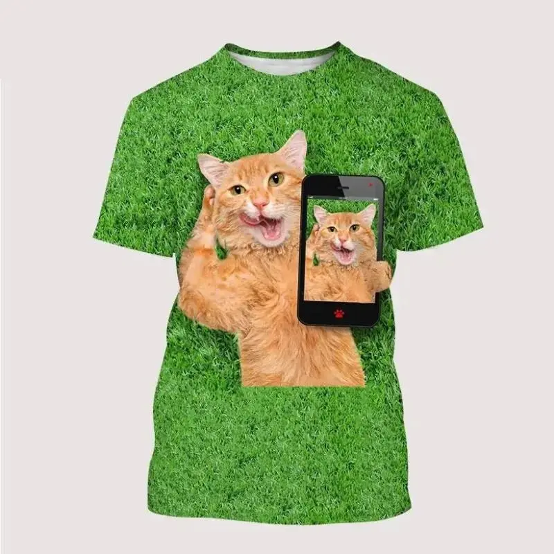 Pet Cat Cute Print T-shirt Men Women Children Funny Casual O-neck Short Sleeve Tee Shirts Summer Hip Hop Cool 3D Print Graphic