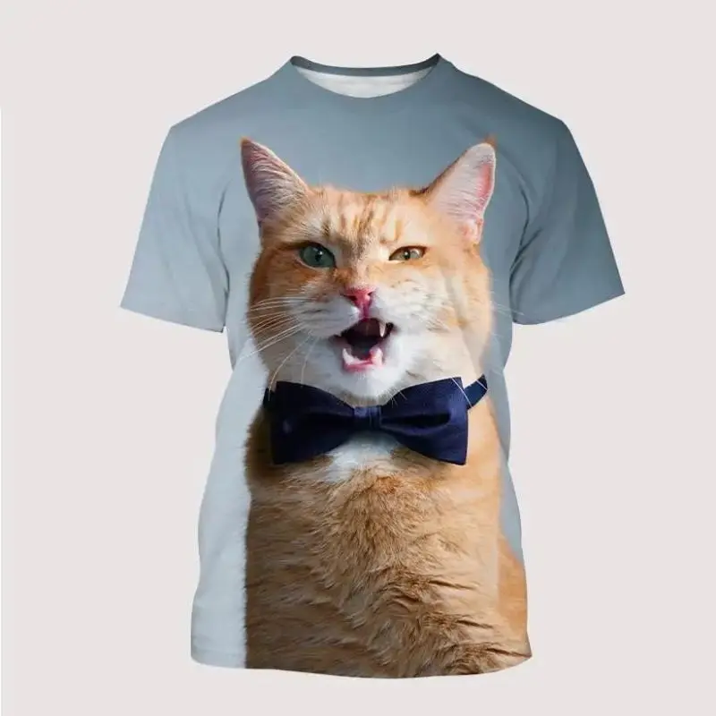 Pet Cat Cute Print T-shirt Men Women Children Funny Casual O-neck Short Sleeve Tee Shirts Summer Hip Hop Cool 3D Print Graphic