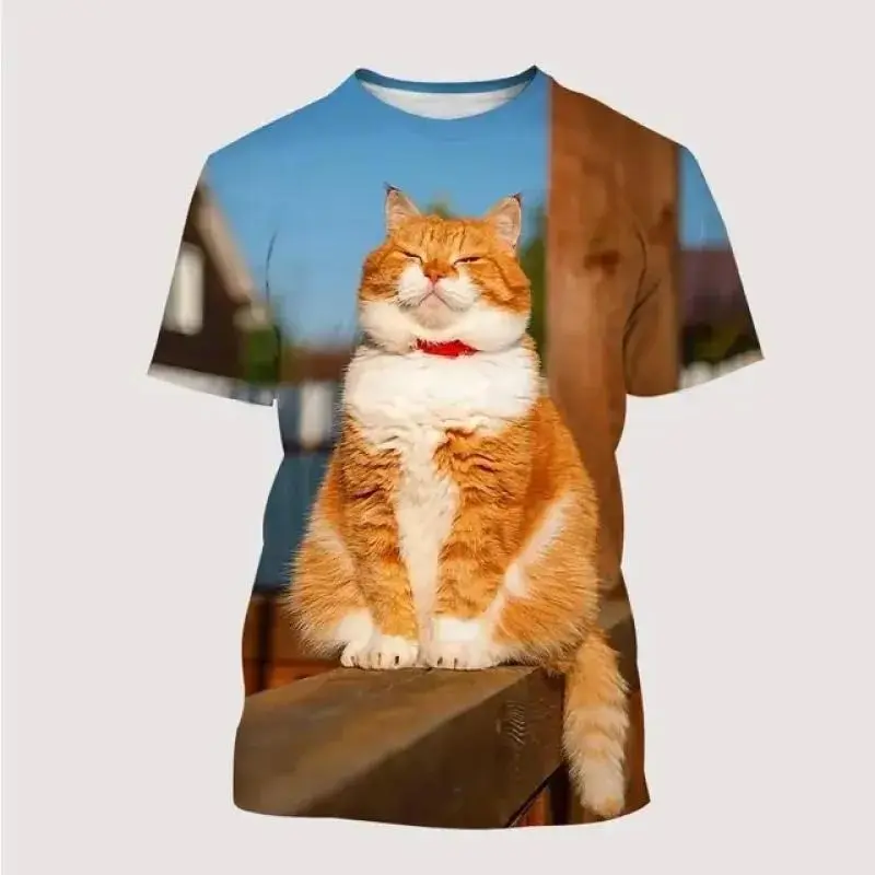 Pet Cat Cute Print T-shirt Men Women Children Funny Casual O-neck Short Sleeve Tee Shirts Summer Hip Hop Cool 3D Print Graphic
