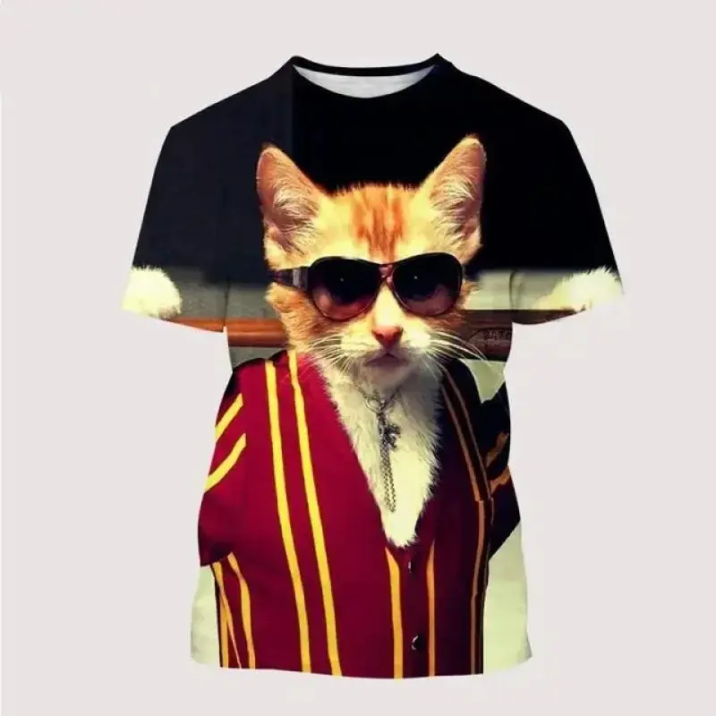Pet Cat Cute Print T-shirt Men Women Children Funny Casual O-neck Short Sleeve Tee Shirts Summer Hip Hop Cool 3D Print Graphic