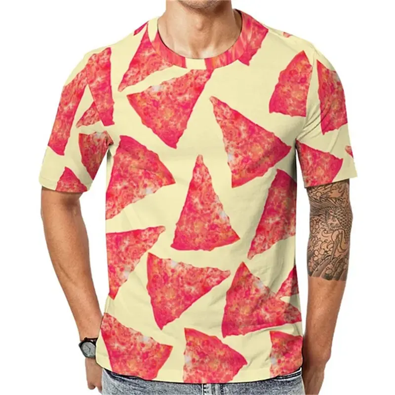Delicious Food Pizza Print T-shirt For Men's Clothing Funny Gift Street T Shirts Kid Daily Casual Harajuku Short Sleeve Tee Top