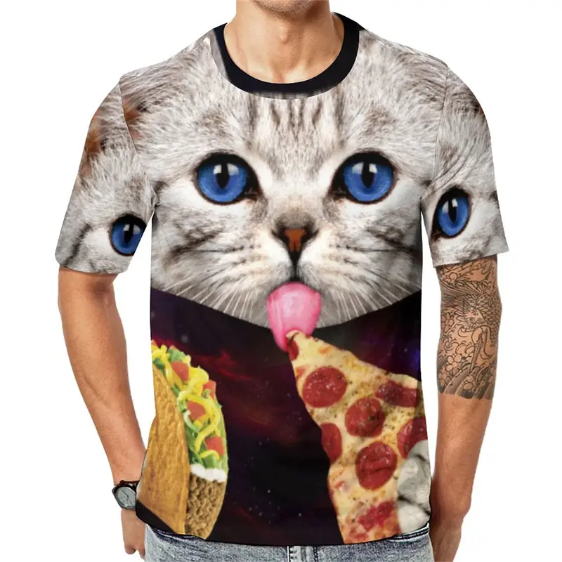 Delicious Food Pizza Print T-shirt For Men's Clothing Funny Gift Street T Shirts Kid Daily Casual Harajuku Short Sleeve Tee Top