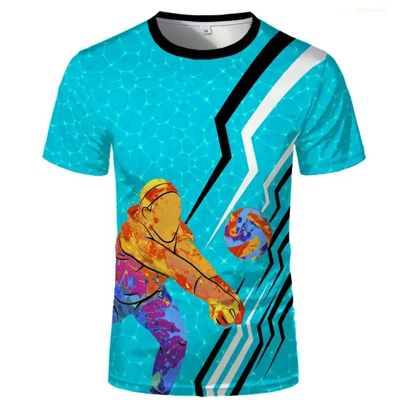 Beach Volleyball Sport T-Shirt Men And Women Breathable Round Neck T Shirts 2025 Summer Novelty Print Design Stripe Tee Top Male