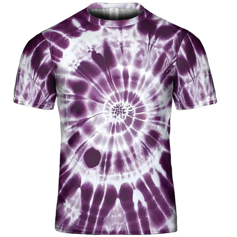 Spiral Tie-dye Print T-shirt For Men's Clothing Personality Street Short Sleeve T Shirts Colorful Streetwear Oversized Male Tee