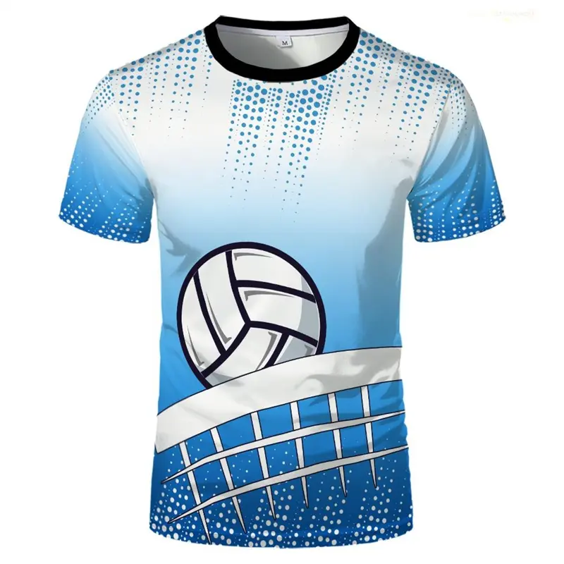 Beach Volleyball Sport T-Shirt Men And Women Breathable Round Neck T Shirts 2025 Summer Novelty Print Design Stripe Tee Top Male