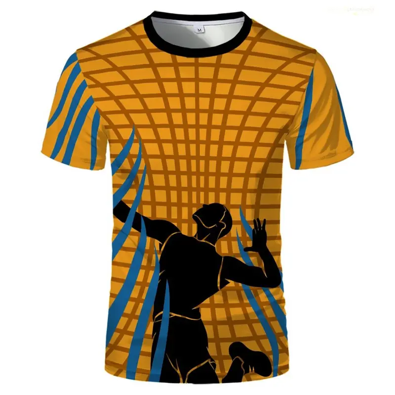 Beach Volleyball Sport T-Shirt Men And Women Breathable Round Neck T Shirts 2025 Summer Novelty Print Design Stripe Tee Top Male