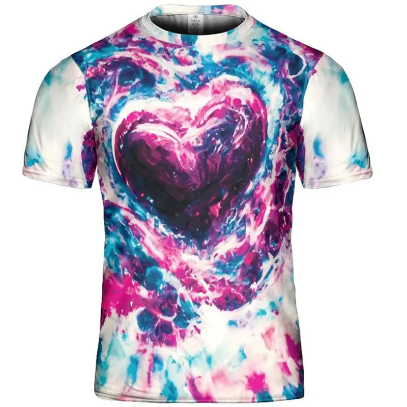 Spiral Tie-dye Print T-shirt For Men's Clothing Personality Street Short Sleeve T Shirts Colorful Streetwear Oversized Male Tee
