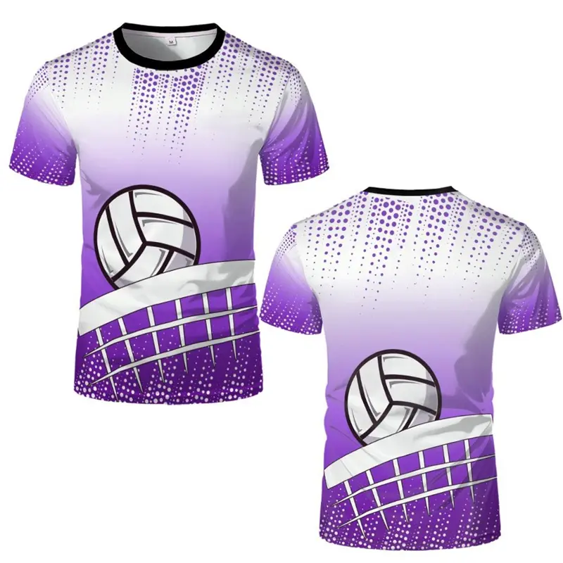 Beach Volleyball Sport T-Shirt Men And Women Breathable Round Neck T Shirts 2025 Summer Novelty Print Design Stripe Tee Top Male