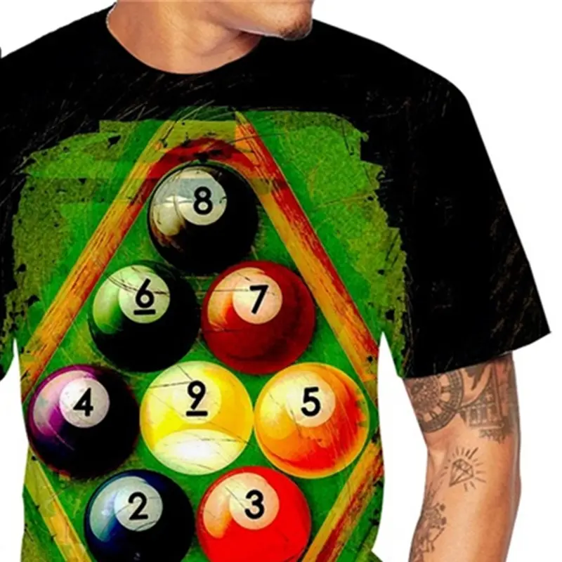 Fun Billiards 3d Printed T-shirt For Men Indoor Casual Harajuku Tee Shirts O-neck Shorts Sleeves Street Fashion Casual Tees Top