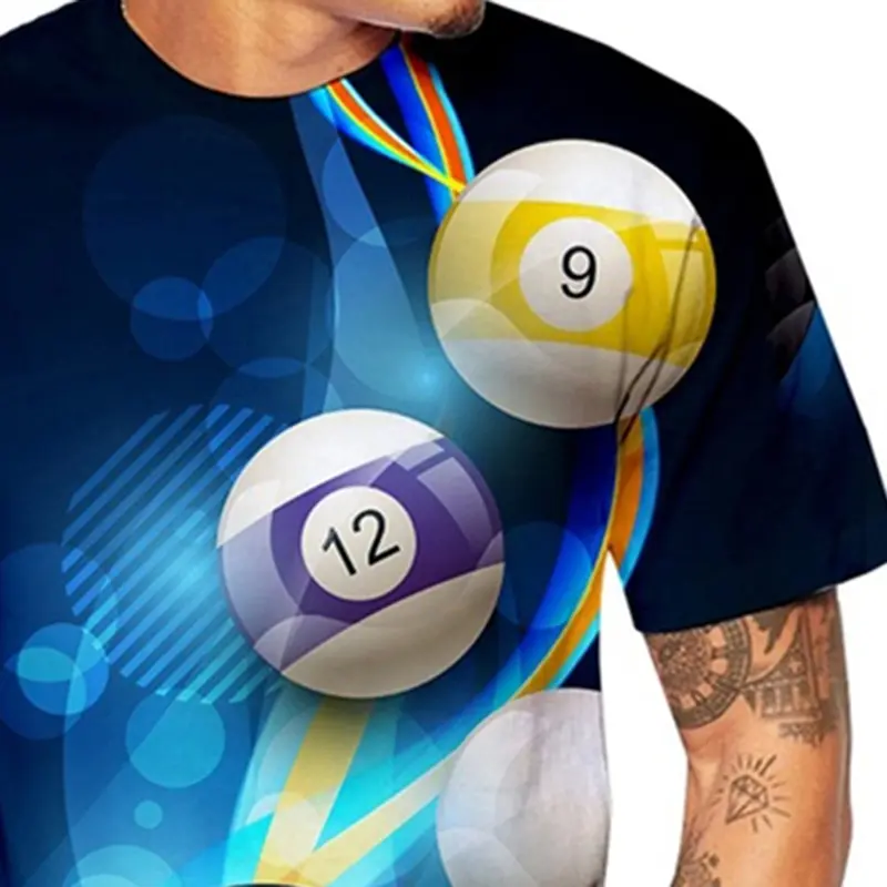 Fun Billiards 3d Printed T-shirt For Men Indoor Casual Harajuku Tee Shirts O-neck Shorts Sleeves Street Fashion Casual Tees Top