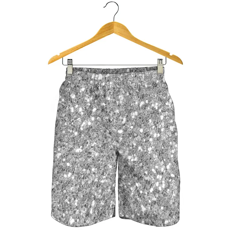 3d Printed Shiny Highlights Shorts For Men Women Party Stage Clothes Short Dot Pants Gradient Color Love Shape Short Trousers