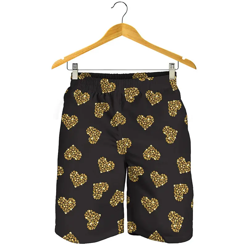 3d Printed Shiny Highlights Shorts For Men Women Party Stage Clothes Short Dot Pants Gradient Color Love Shape Short Trousers