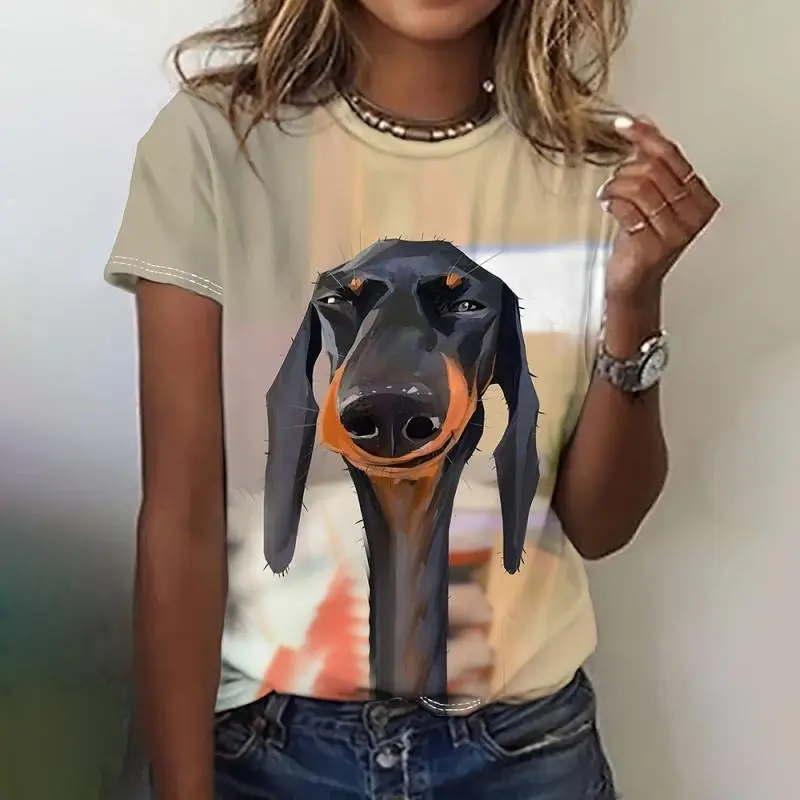 Funny Style Animals T-shirt Women Clothing Painting Graphic 3D Print O-neck Tees Top Summer Street Daily Casual Harajuku Y2k