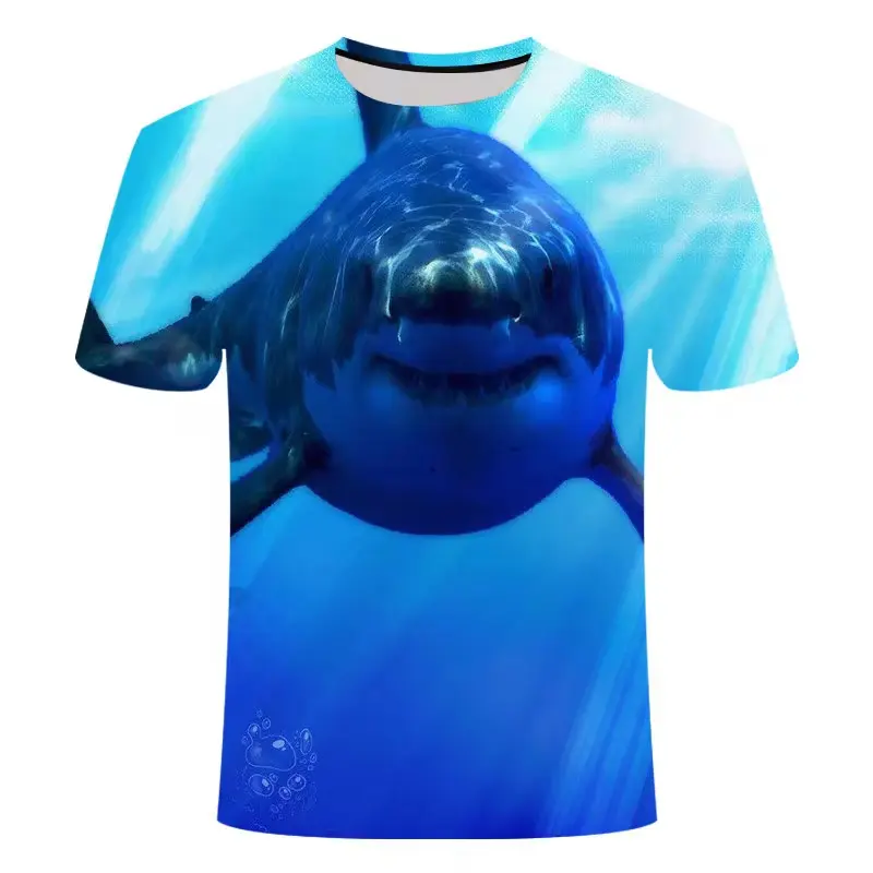 Shark Pattern T Shirt 3D Printing Cool Round Neck For Men T-shirt Summer Fashion New Outdoor Beach Clothes Short Sleeves Tee