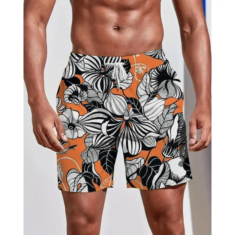 Black White Flower 3d Printed Shorts For Men Multiple Pattern Styles Casual Oversized Beach Shorts Sports Daily Shorts Pants