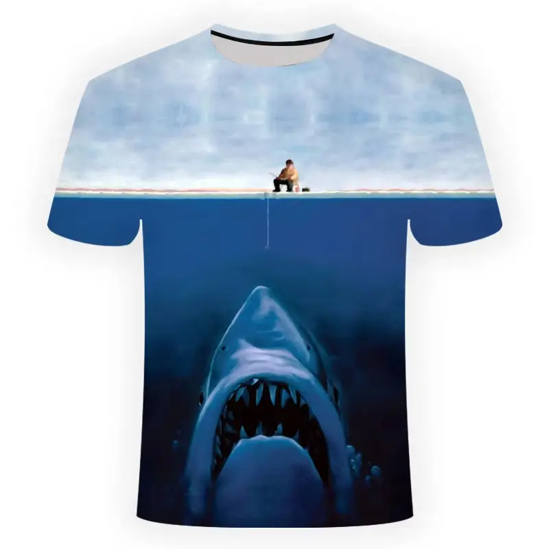 Shark Pattern T Shirt 3D Printing Cool Round Neck For Men T-shirt Summer Fashion New Outdoor Beach Clothes Short Sleeves Tee