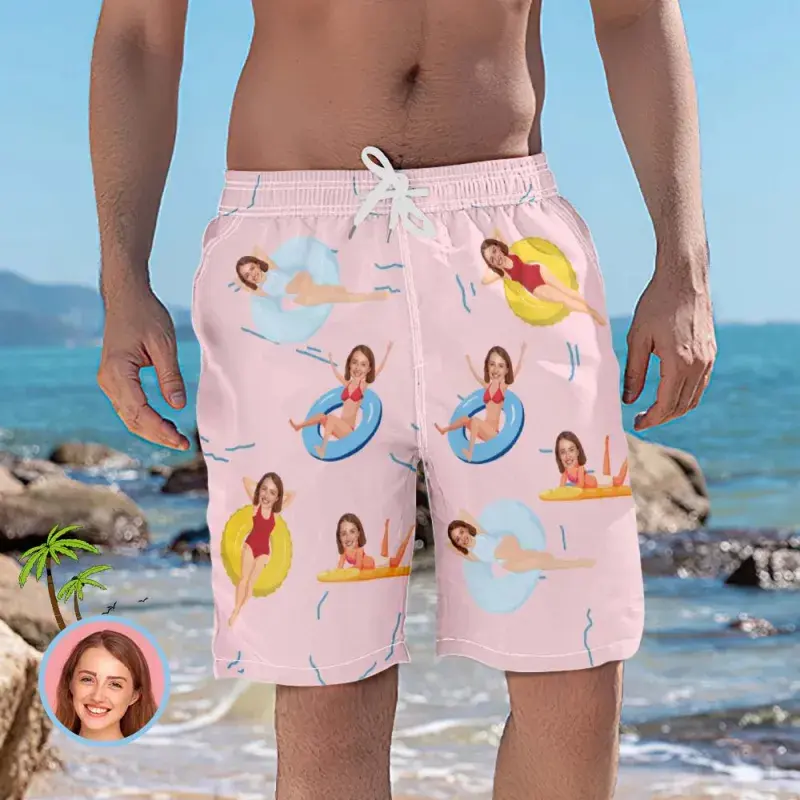 Face Personality Custom Board Shorts Men Women Beach Party Funny Hip Hop Swim Trunks Summer Fashion Customized Men's Short