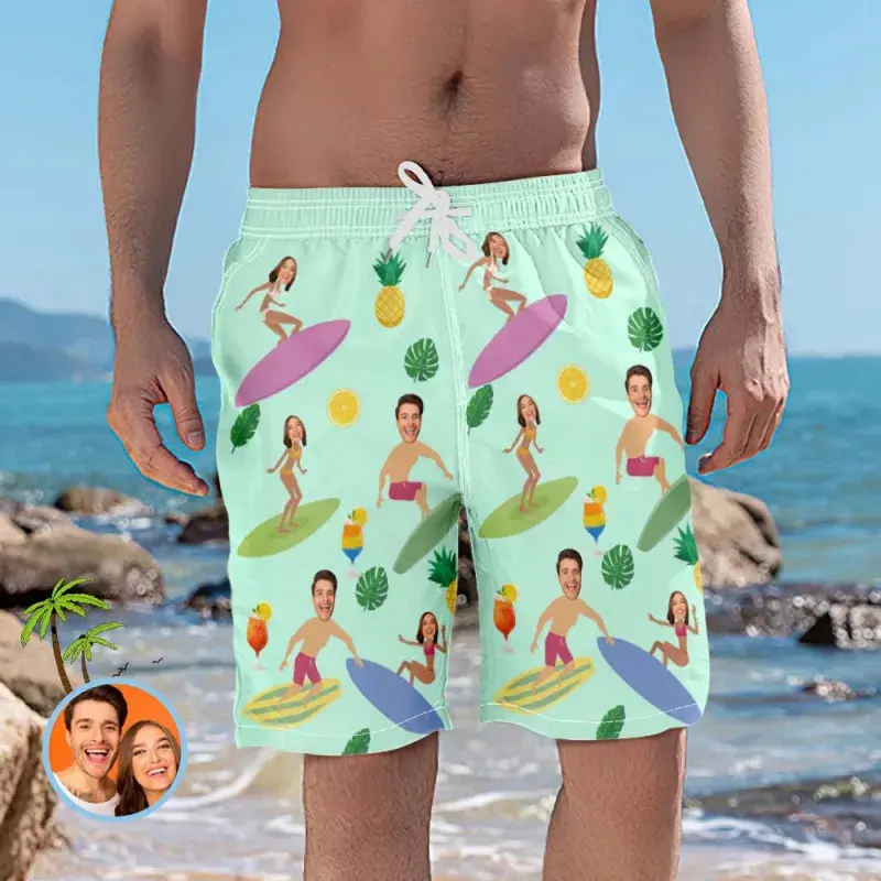Face Personality Custom Board Shorts Men Women Beach Party Funny Hip Hop Swim Trunks Summer Fashion Customized Men's Short