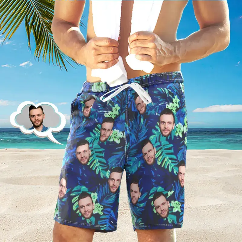 Face Personality Custom Board Shorts Men Women Beach Party Funny Hip Hop Swim Trunks Summer Fashion Customized Men's Short