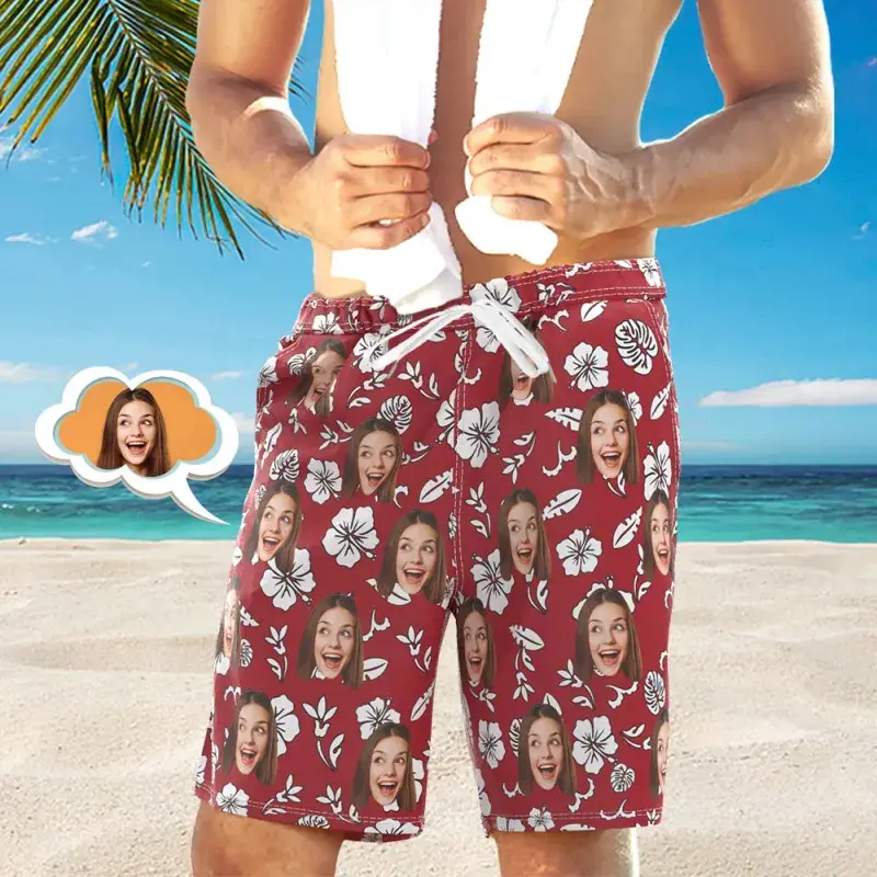 Face Personality Custom Board Shorts Men Women Beach Party Funny Hip Hop Swim Trunks Summer Fashion Customized Men's Short