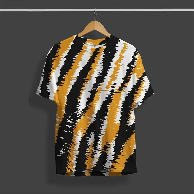 Street Harajuku Tiger Pattern T-shirt Men's Clothes 3d Printed Graffiti Animal Food Pullover Top 2025 Spring New Fashion Tee Top