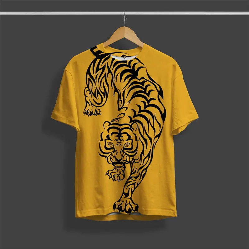 Street Harajuku Tiger Pattern T-shirt Men's Clothes 3d Printed Graffiti Animal Food Pullover Top 2025 Spring New Fashion Tee Top