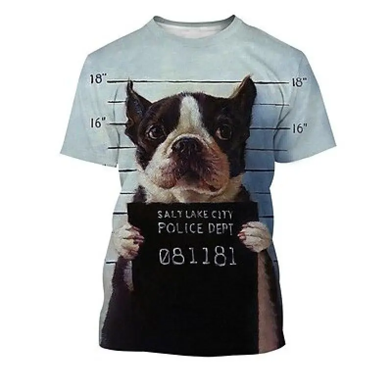 Funny Dog T-shirt Men's Clothing Children O-neck Short Sleeve Loose T Shirts 3D Print Cute Pet Animal Graphic Street Casual Tees