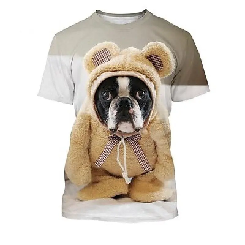 Funny Dog T-shirt Men's Clothing Children O-neck Short Sleeve Loose T Shirts 3D Print Cute Pet Animal Graphic Street Casual Tees