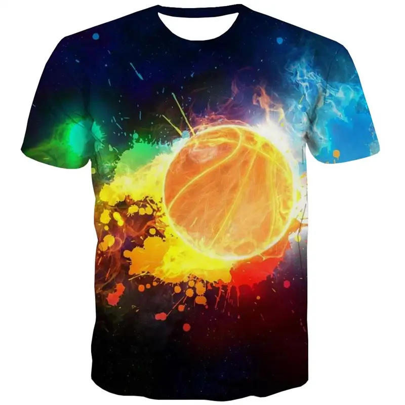 Basketball Sports T-shirt 3D Print Playground Outdoor Round Neck T Shirts Daily Casual Fashion Hobbies Cool Pattern Tee Tops