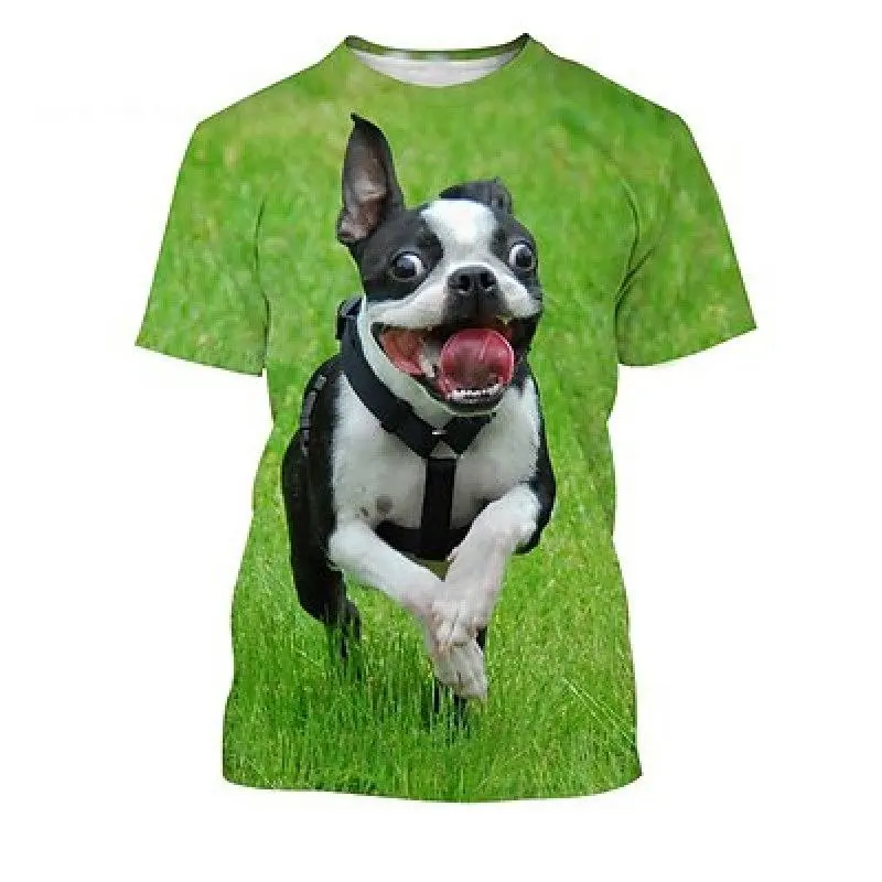 Funny Dog T-shirt Men's Clothing Children O-neck Short Sleeve Loose T Shirts 3D Print Cute Pet Animal Graphic Street Casual Tees