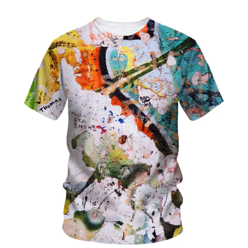 Streetwear Artistic Graffiti T-shirt 3D Printing Round Neck Short Sleeves Hip Hop T Shirt Clothes For Men Summer Comfortable Tee