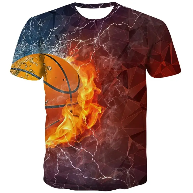 Basketball Sports T-shirt 3D Print Playground Outdoor Round Neck T Shirts Daily Casual Fashion Hobbies Cool Pattern Tee Tops