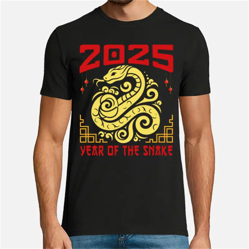 2025 Chinese Year Of The Snake T-shirt Unisex New Year Trendy Crewneck Tee Shirts 3D Printed Pattern Unique Harajuku Top New