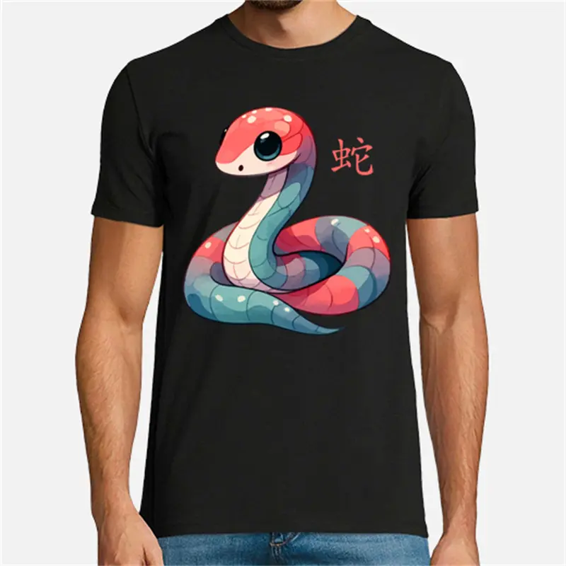2025 Chinese Year Of The Snake T-shirt Unisex New Year Trendy Crewneck Tee Shirts 3D Printed Pattern Unique Harajuku Top New