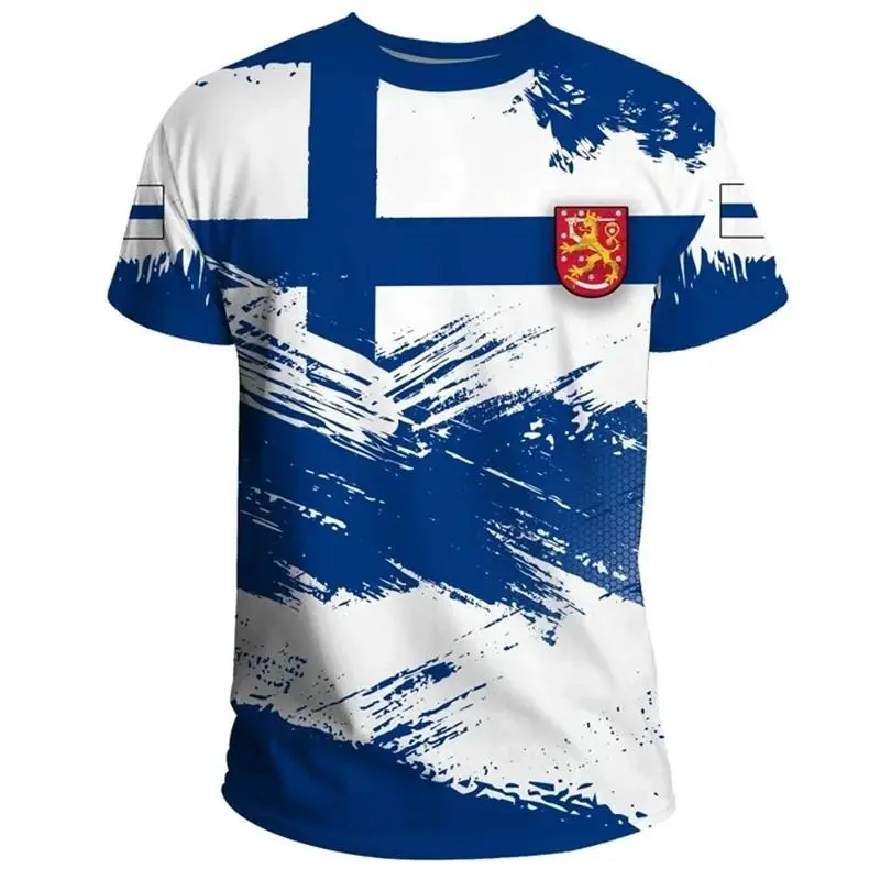 Republic Of Finland National Emblem Printing T-shirt Unisex Harajuku Street T Shirts Outdoor Sports Casual Oversized Tee Top