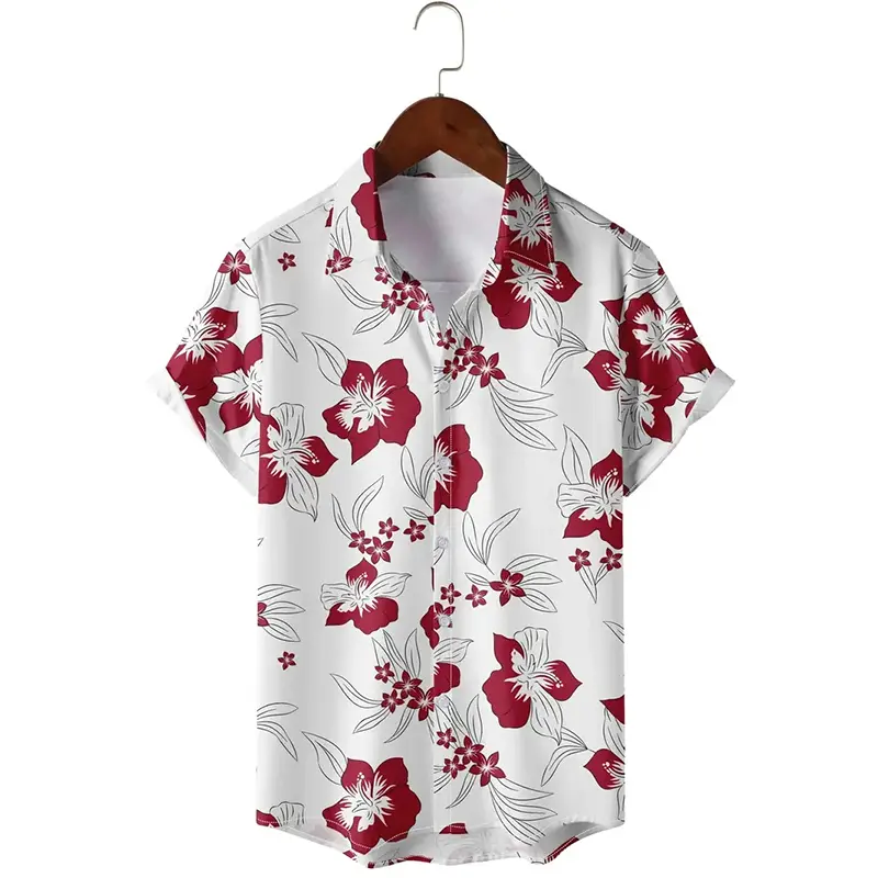 Hawaiian Casual Vacation Shirt For Men's Retro 3d Printed Flowers Animal Shirts Street Fashion Short Sleeves Lapel Button Blouse