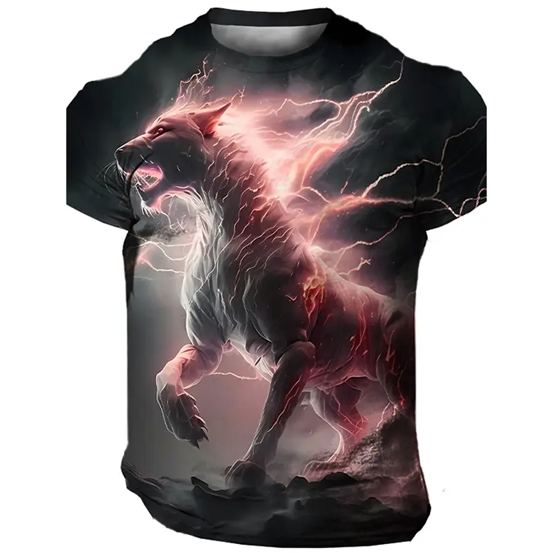 Tiger Bear Animal Printed T-shirt For Men Harajuku Short Sleeves O-neck Tee Shirts Leopard Design Casual Oversized Tees Top