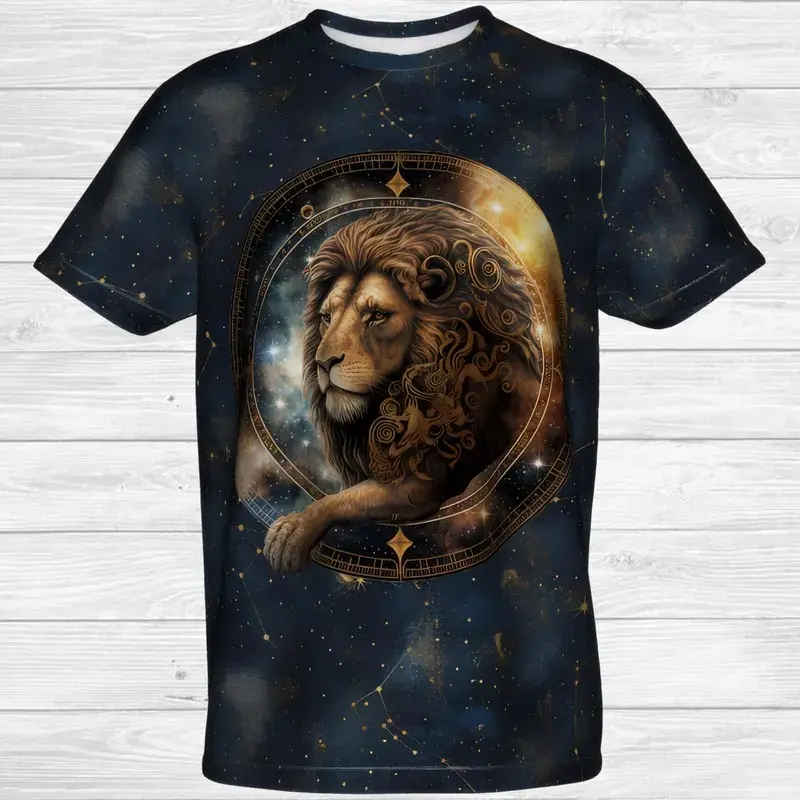 Constellation Pattern T-shirt Unisex Round Neck Short Sleeves T Shirts 3D Printed Taurus Personality Fashion Comfortable Tee