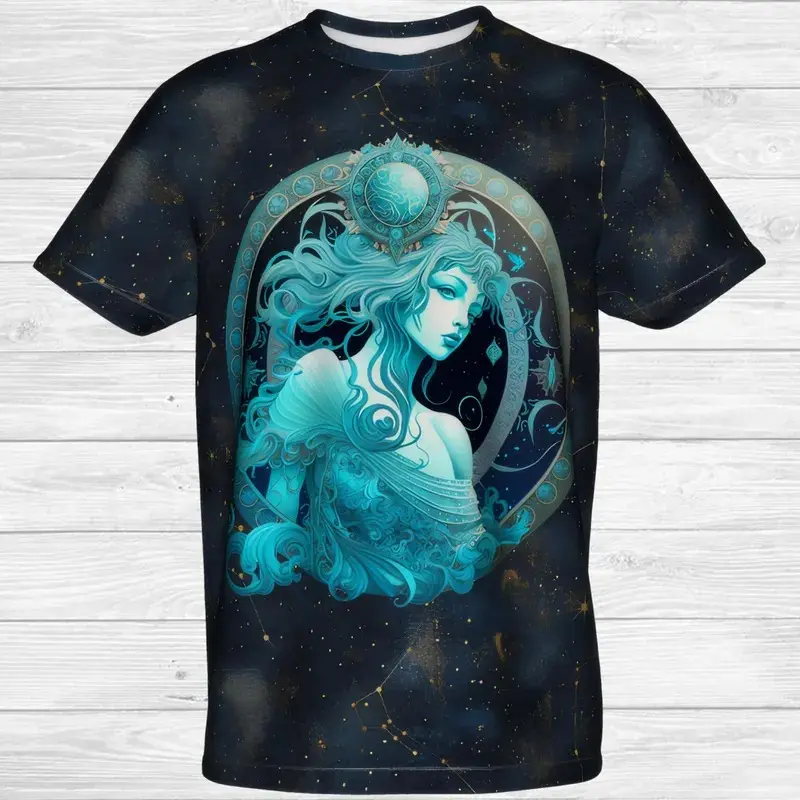 Constellation Pattern T-shirt Unisex Round Neck Short Sleeves T Shirts 3D Printed Taurus Personality Fashion Comfortable Tee