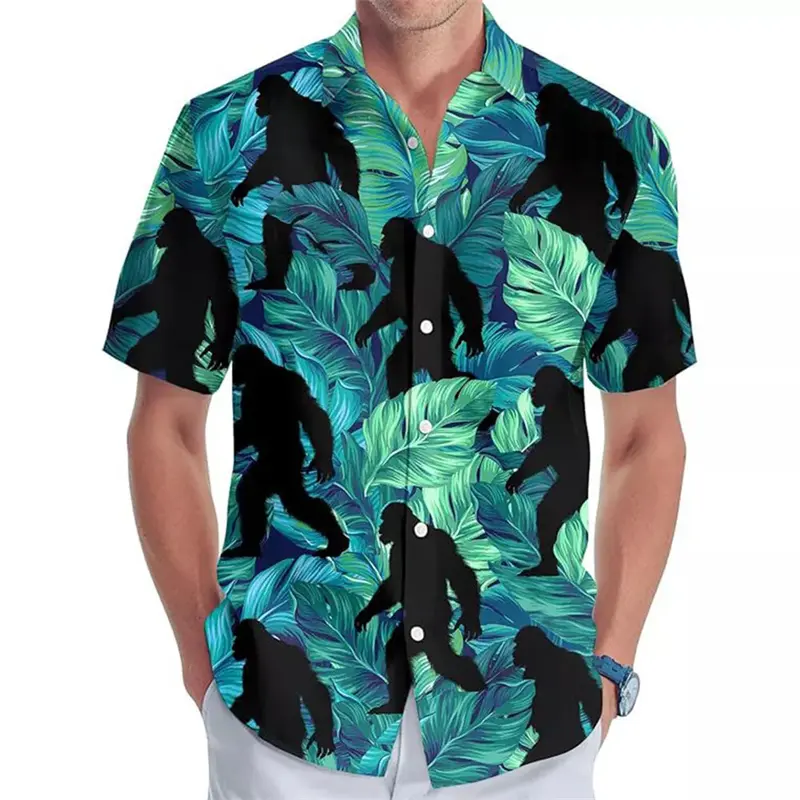 Hawaiian Sea Beach Shirt Men's Clothes 3d Printed Cute Corgi Pattern Shirts Animal Monkey Flower Casual Fashion Lapel Blouse