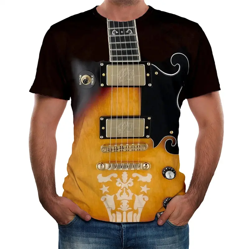 Guitar Cosplay T-shirt Men's Clothing Funny Design Short Sleeve T Shirts 3D Print Street Fashion Music Stage Party Cool Tees Top